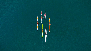 Surfski race out at sea Surfski race out at sea
