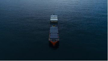 Container ship at dawn Container ship at dawn