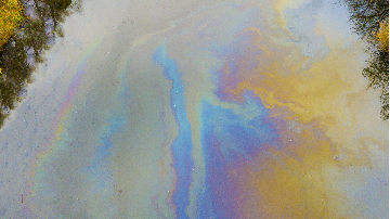 Gasoline pollution on river