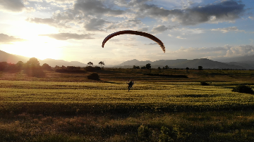 Sunset paramotor panorama 
