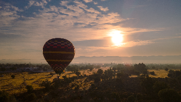 The hot air balloon in a beautiful morning