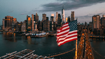 Brooklyn Bridge looking into financial district 